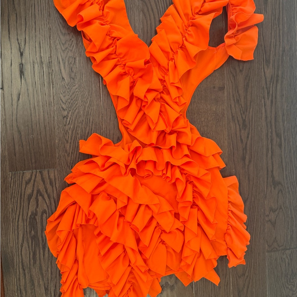 Vibrant Orange Ruffled Dress